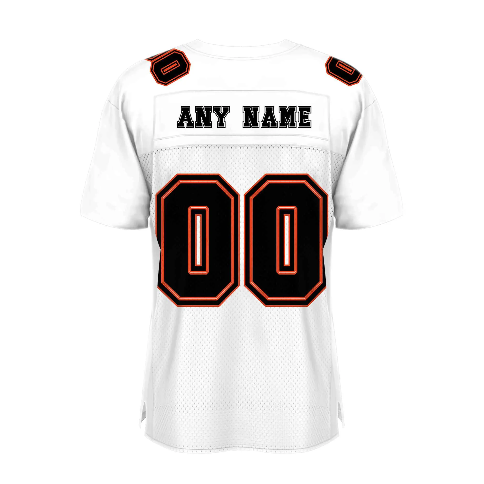Custom White Black-Orange Mesh Authentic Football Jersey
