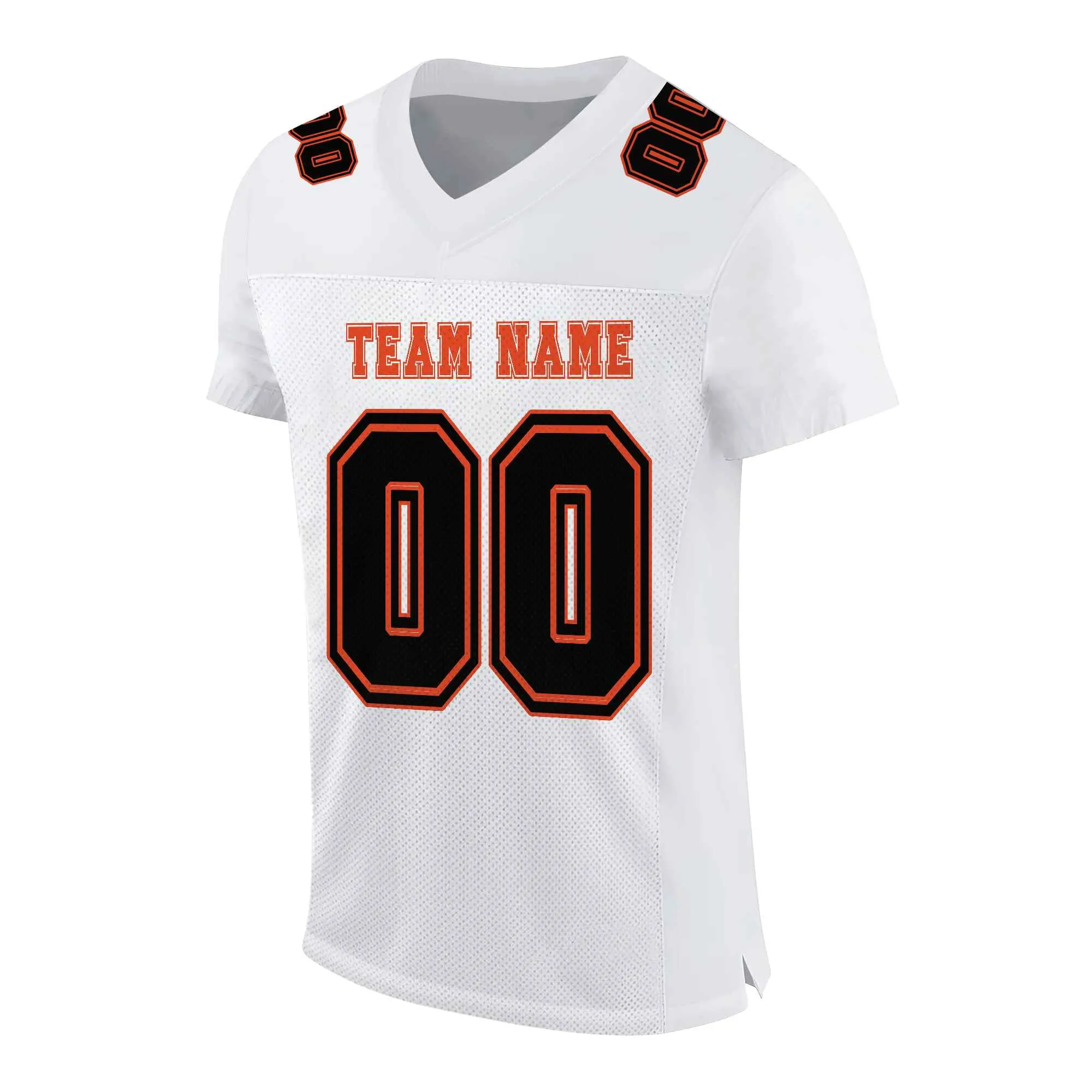 Custom White Black-Orange Mesh Authentic Football Jersey