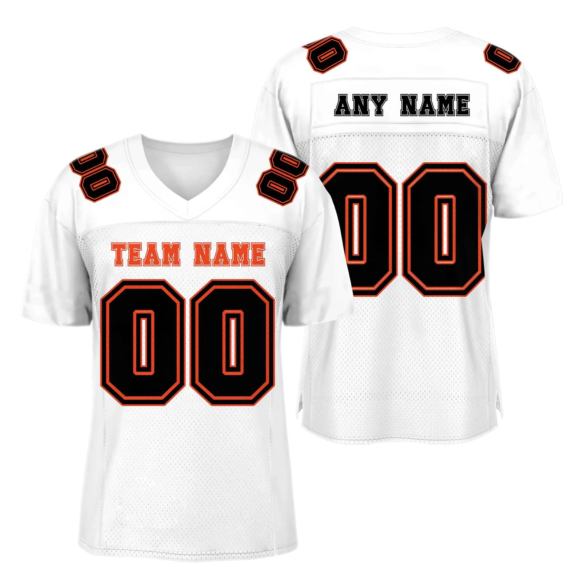 Custom White Black-Orange Mesh Authentic Football Jersey