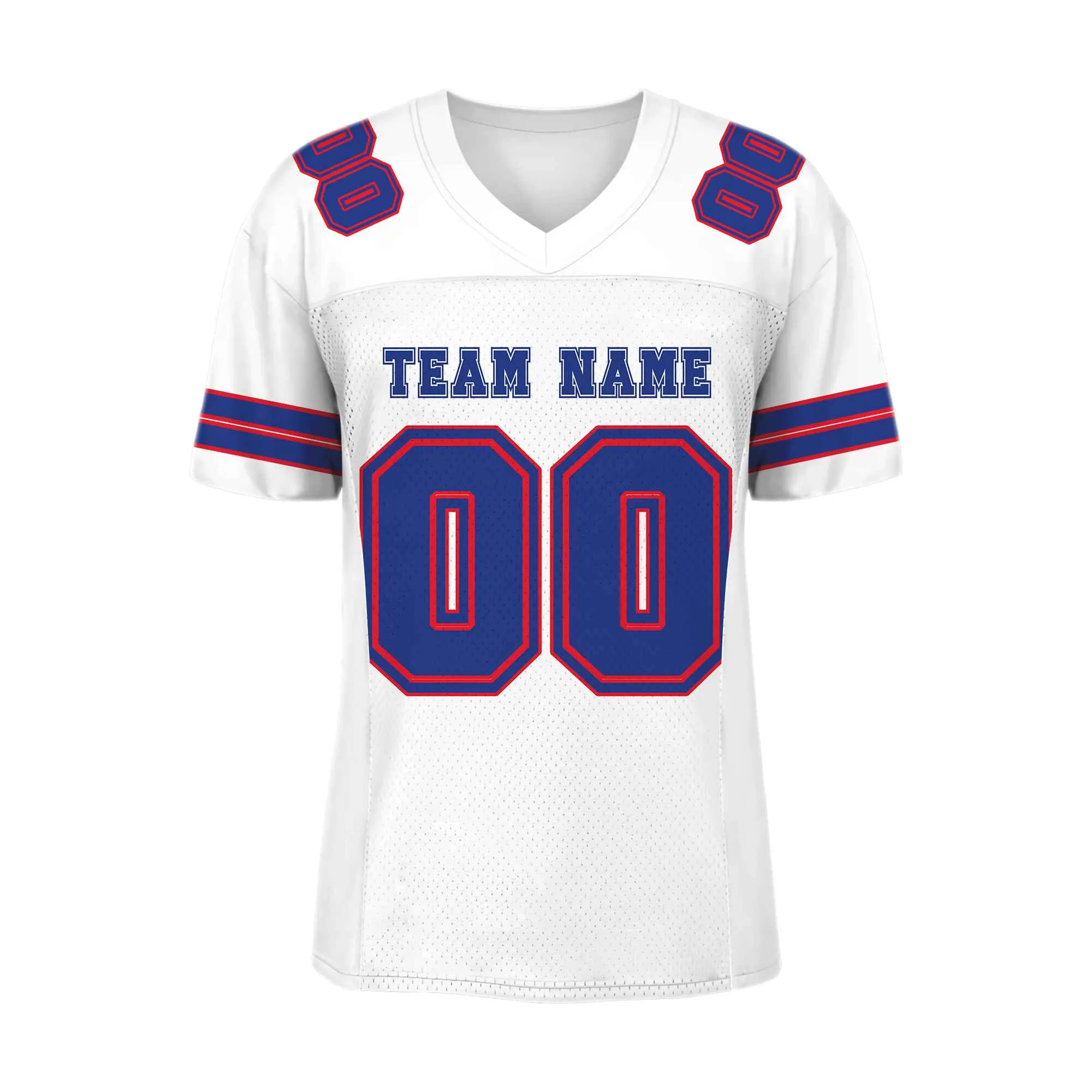 Custom White Royal-Red Mesh Authentic Football Jersey