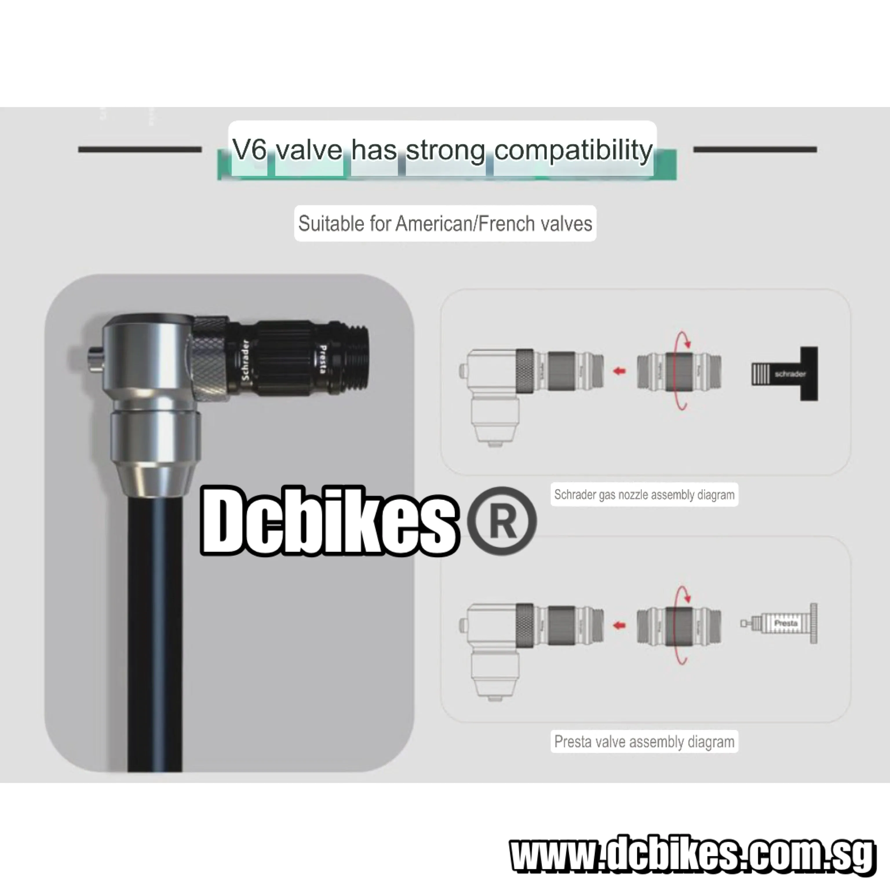 Dcbikes Black Presta | Schrader Tubeless Ready Mountain Bike MTB Road Bicycle Tyres Air Pump Boost Super Inflator 160 PSI