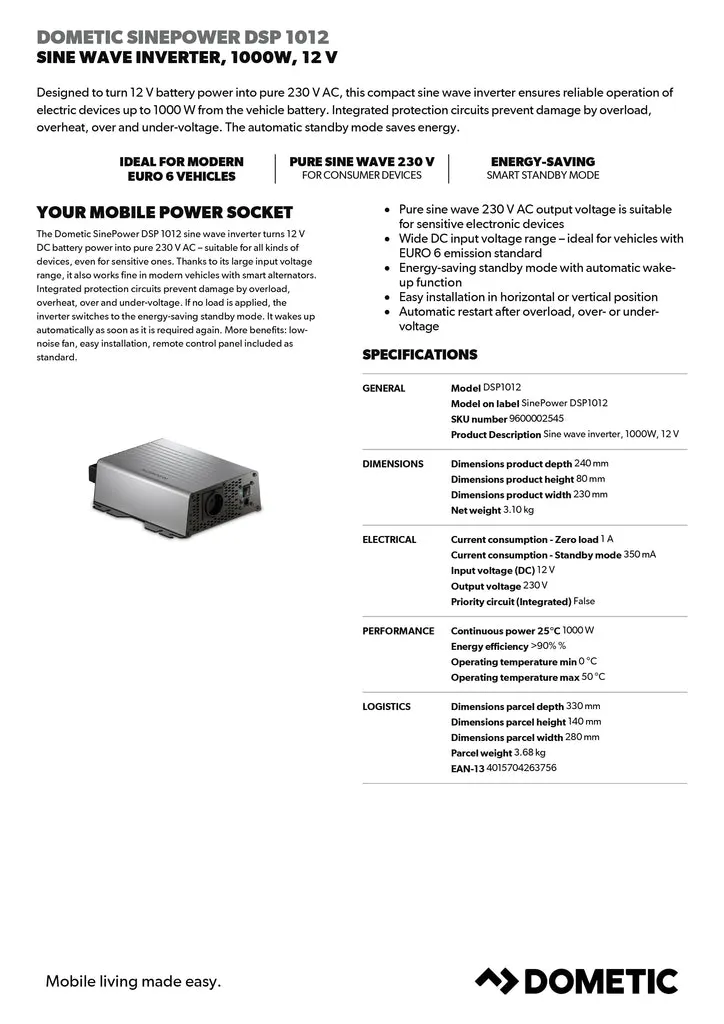 Dometic SinePower DSP1012