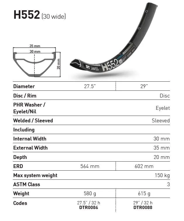 DT Swiss H552 Rim - 29"