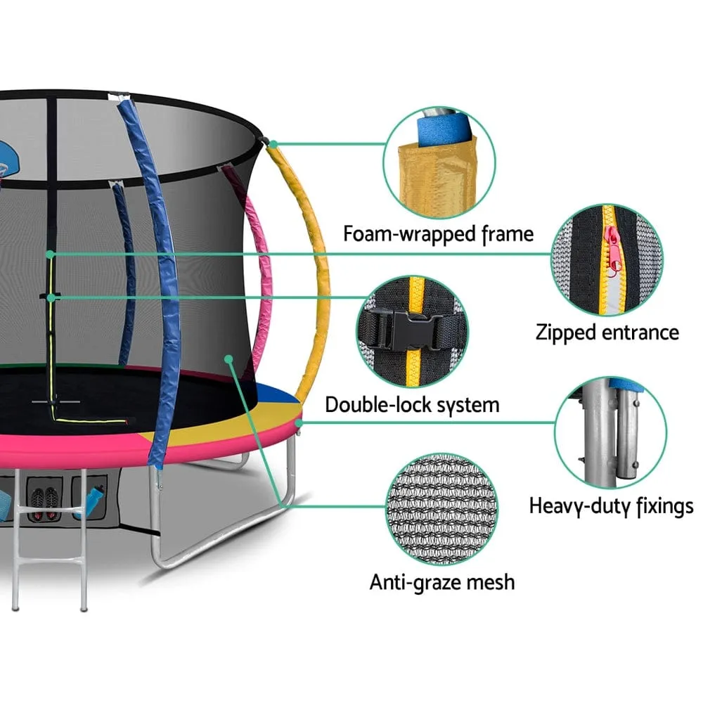 EFit 10FT Trampoline for Kids w/ Ladder Enclosure Safety Net Rebounder Colors- ONLINE ONLY
