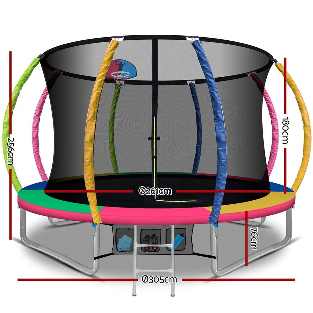 EFit 10FT Trampoline for Kids w/ Ladder Enclosure Safety Net Rebounder Colors- ONLINE ONLY