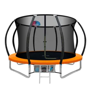 EFit 10FT Trampoline for Kids w/ Ladder Enclosure Safety Net Rebounder Orange- ONLINE ONLY