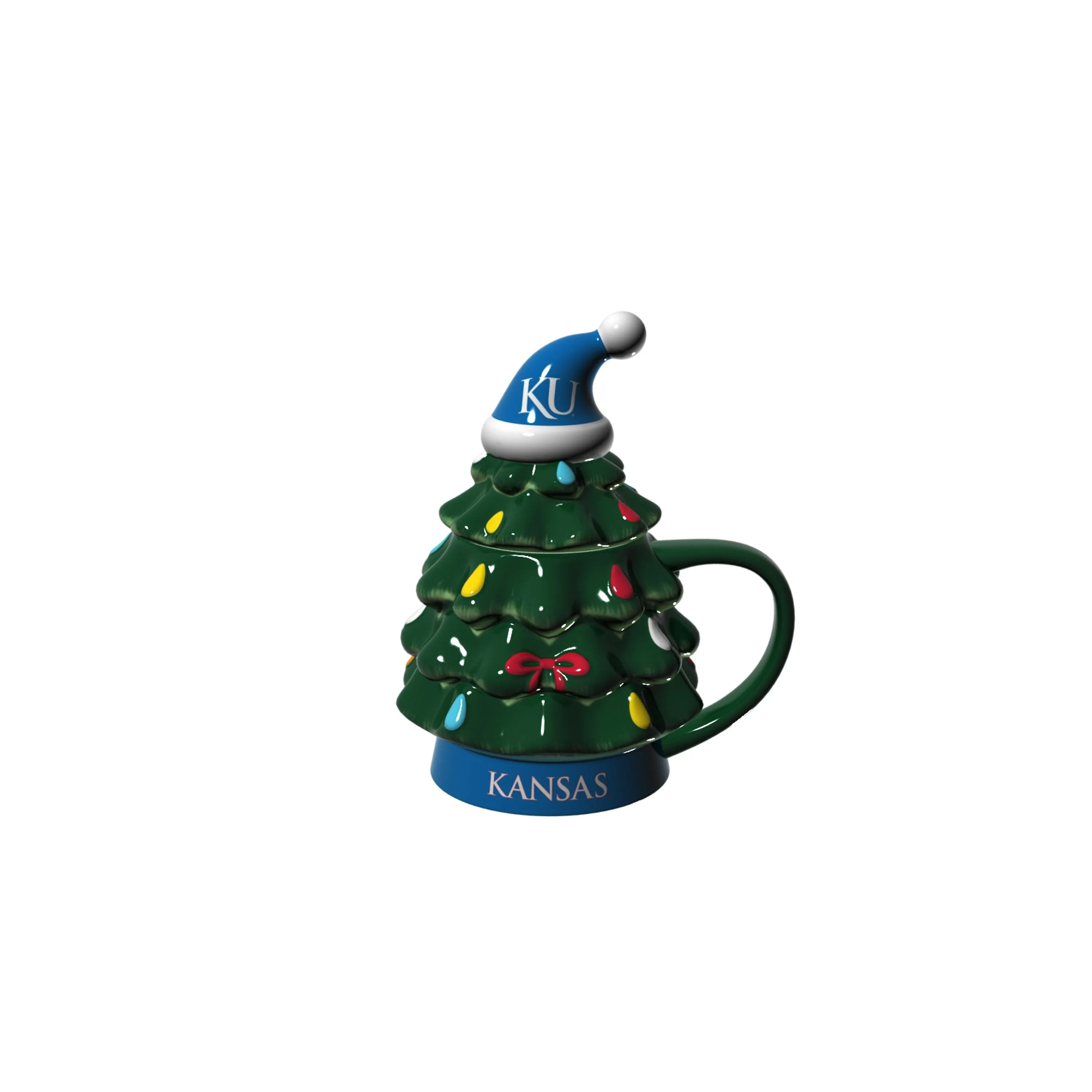 Evergreen Home Accents,18oz. Holiday Tree Cup Gift Set, University of Kansas,4.84x6.42x7.09 Inches