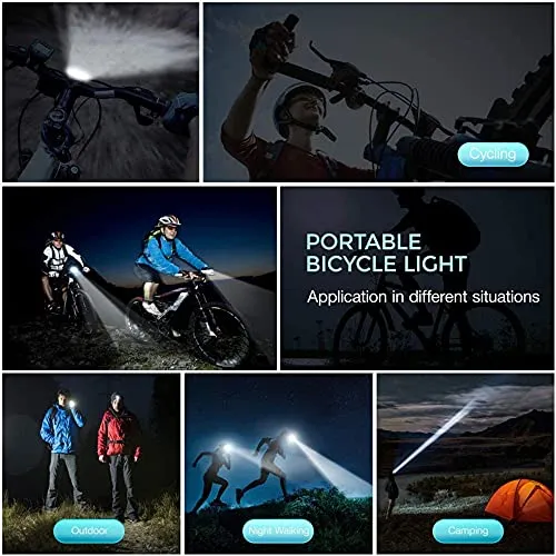 FABSPORTS Rechargeable ABS LED Bicycle Front/Head Light with USB with Speedometer, Odometer and is Waterproof, Suitable for All Mountain and Road Bicycle and Bikes (Black)