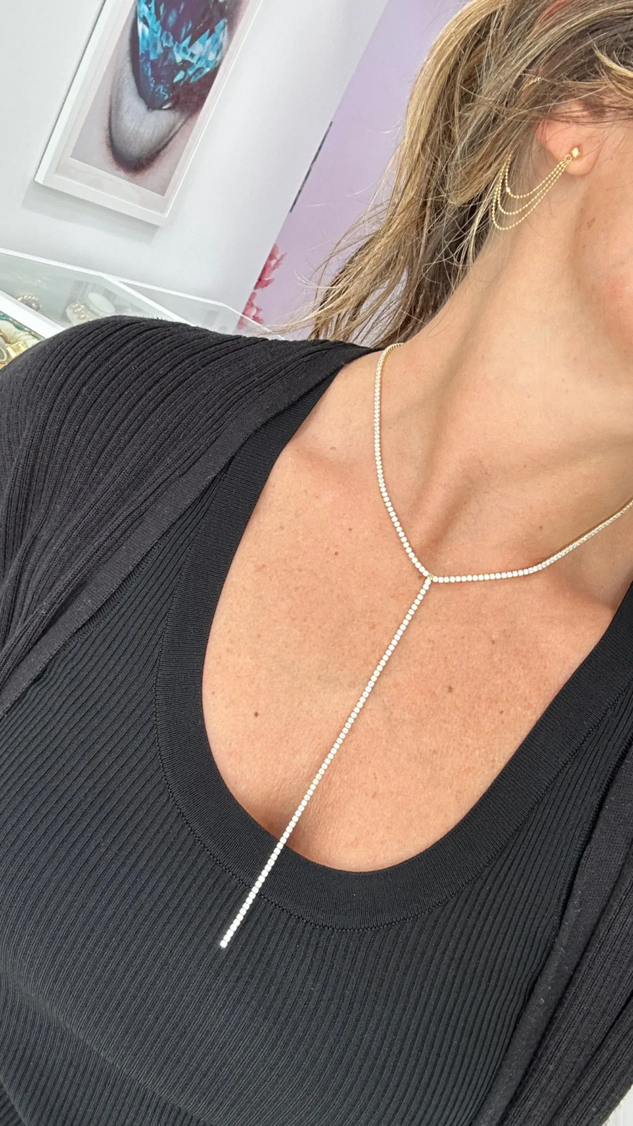 FANCY TENNIS LARIAT NECKLACE