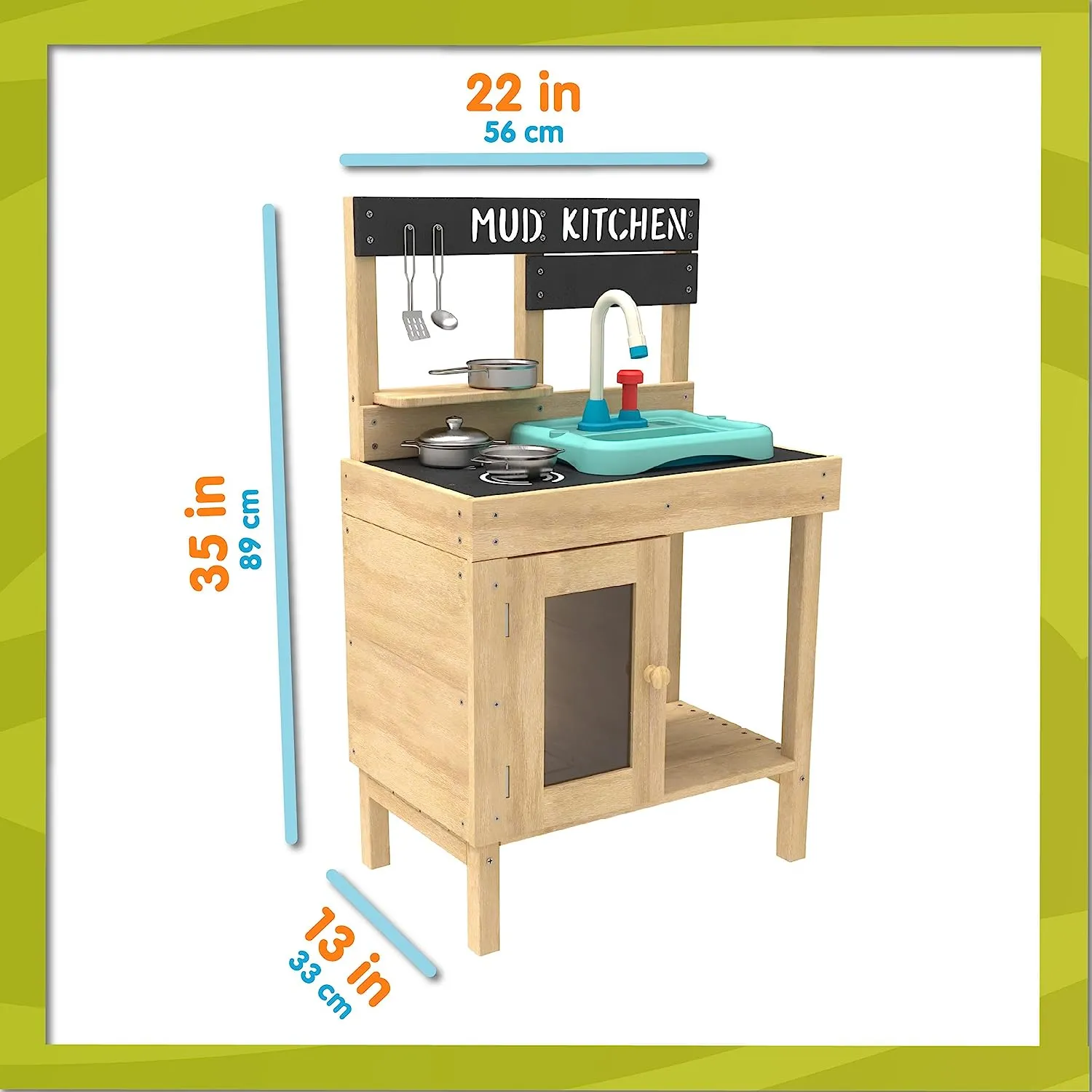 FSC Montessori Eco Wood Kids Mud Kitchen | Wooden Toy Kitchen | Working Tap & Sink | 3 Years 