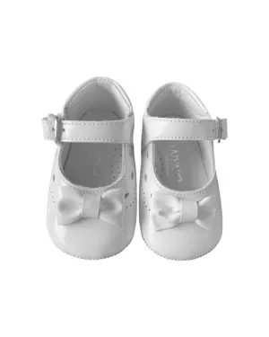 Girls White Patent Pram Shoe