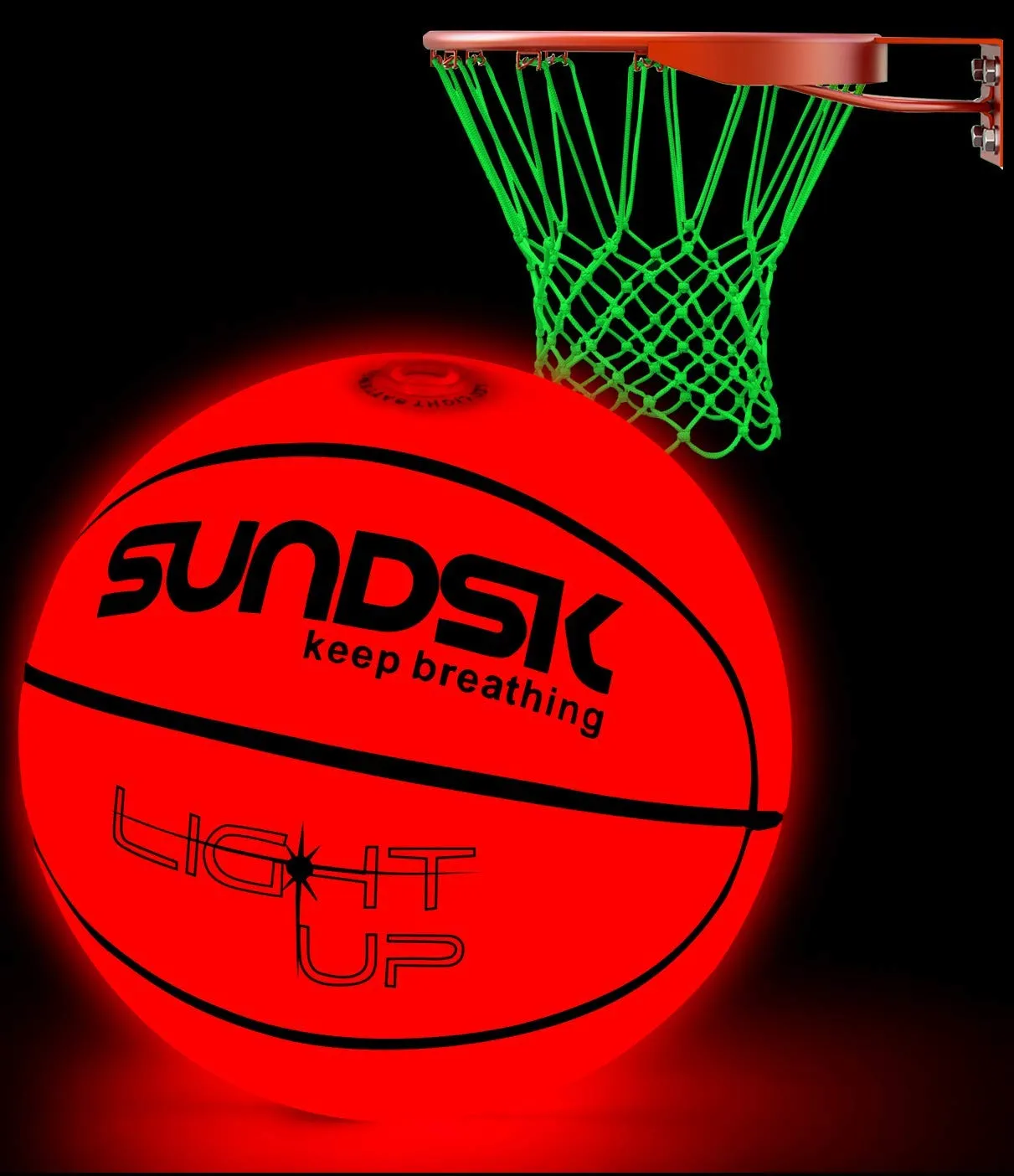 Glow-in-the-dark LED Basketball Set and Luminous Net