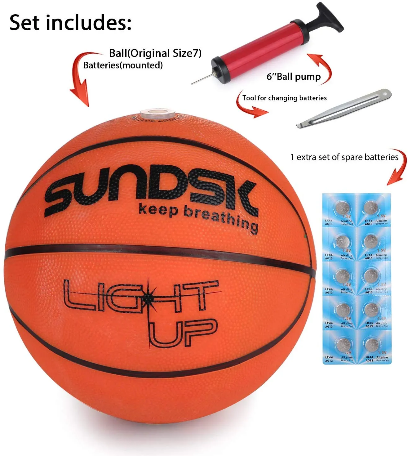 Glow-in-the-dark LED Basketball Set and Luminous Net