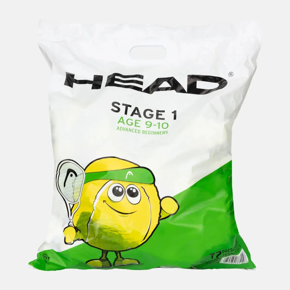 Head Stage 1 Green Tennis Balls Polybag (Bag of 72 Balls)
