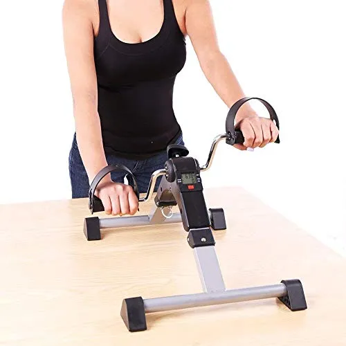 Healthex Pedal Exerciser Cycle Bike for Home Gym LCD Counter Foldable Exercise Bike Indoor Fitness Resistance Home Use Mini Bike (Black/Silver)