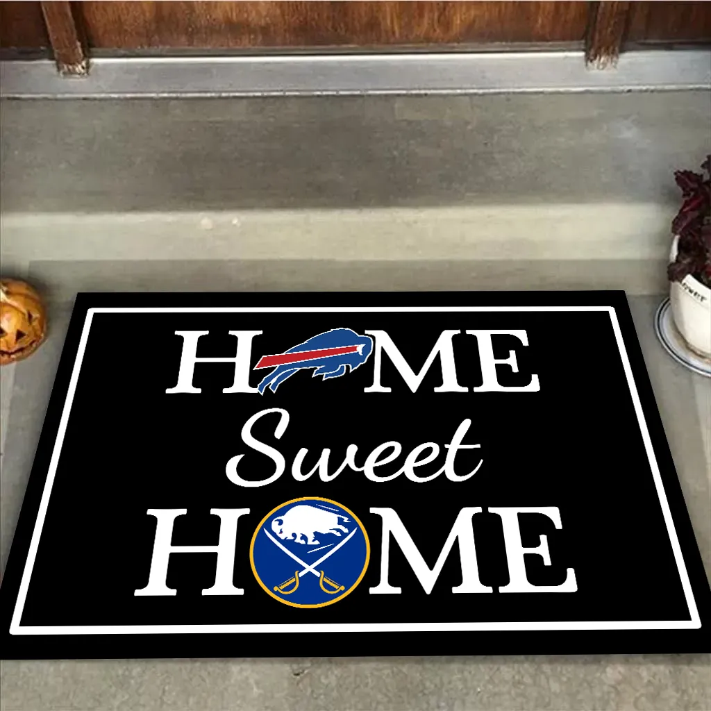 Home Sweet Home - Buffalo Football And Hockey - Anti Slip Indoor Doormat