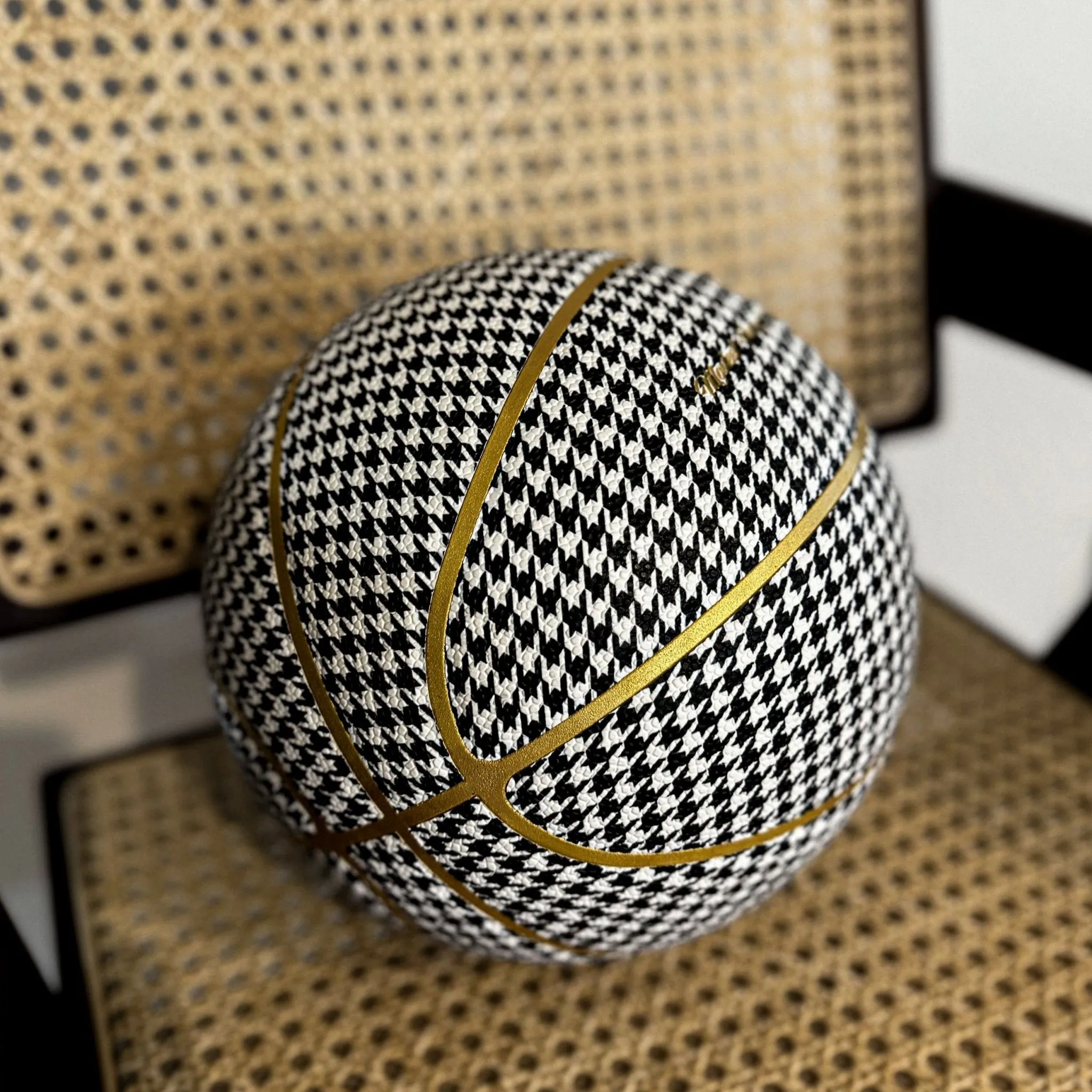 Houndstooth Leather Basketball (Gold)