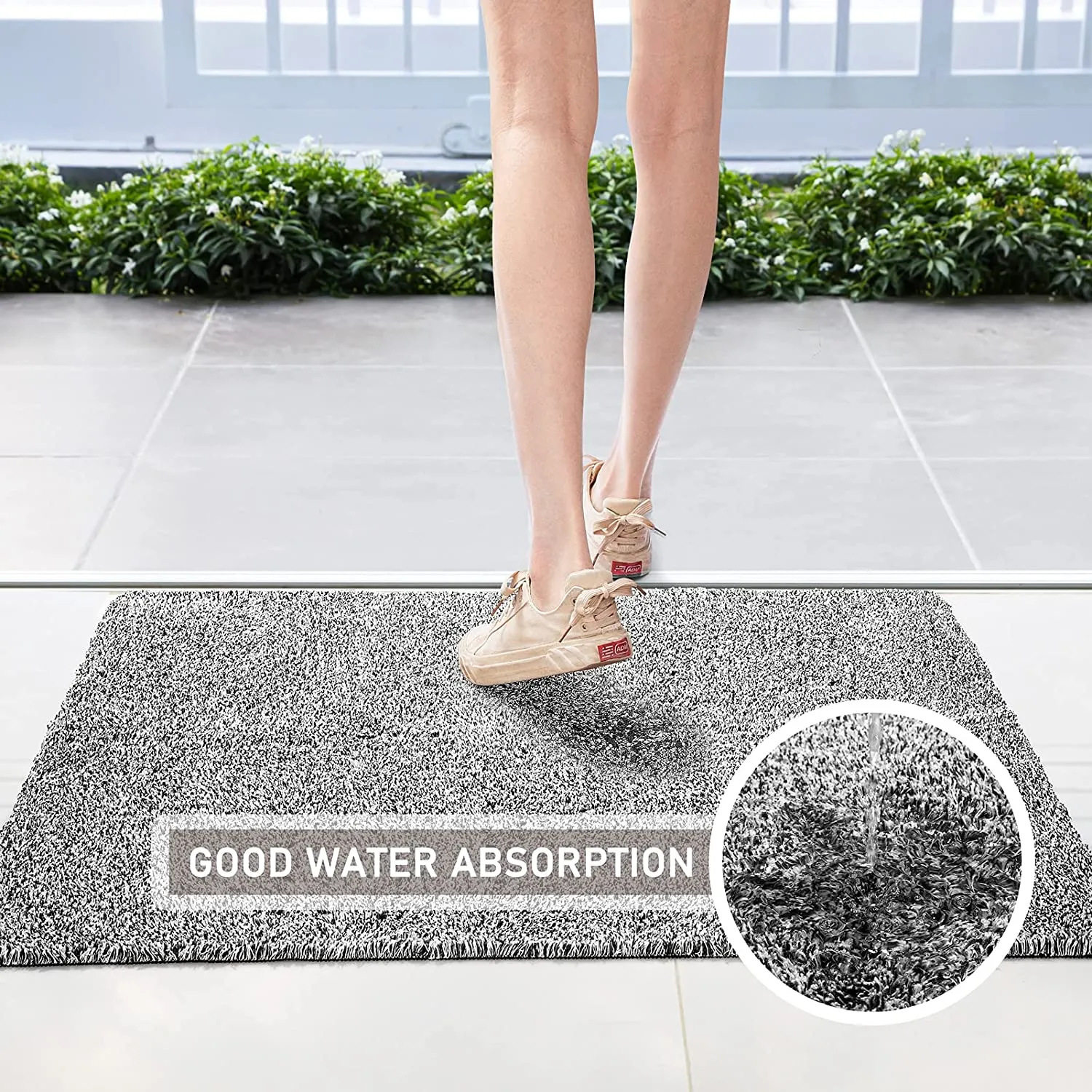 HOUSE DAY Front Door Mat Indoor 17" x 30", Heavy Duty Magic Door Mat | Low-Profile Mats for Entry, High Traffic Areas, Anti-Slip Rubber Mat Low-Profile Entrance Door Rug Machine Washable -Gray