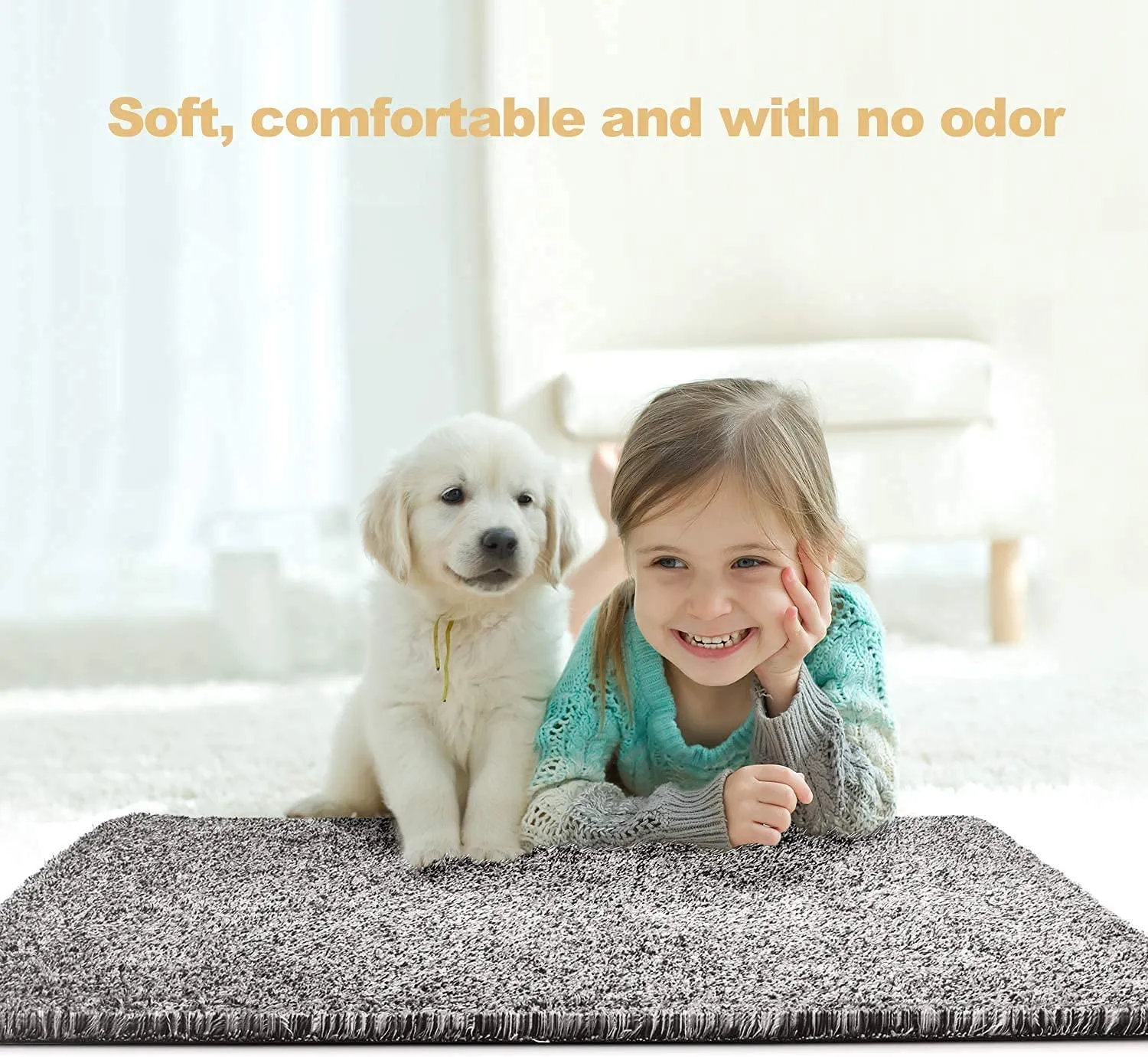 HOUSE DAY Front Door Mat Indoor 17" x 30", Heavy Duty Magic Door Mat | Low-Profile Mats for Entry, High Traffic Areas, Anti-Slip Rubber Mat Low-Profile Entrance Door Rug Machine Washable -Gray