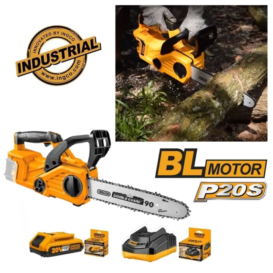 Ingco Brushless 16" Lithium-Ion Cordless Chain Saw with Two 20V 4.0Ah Batteries - CGSLI401682