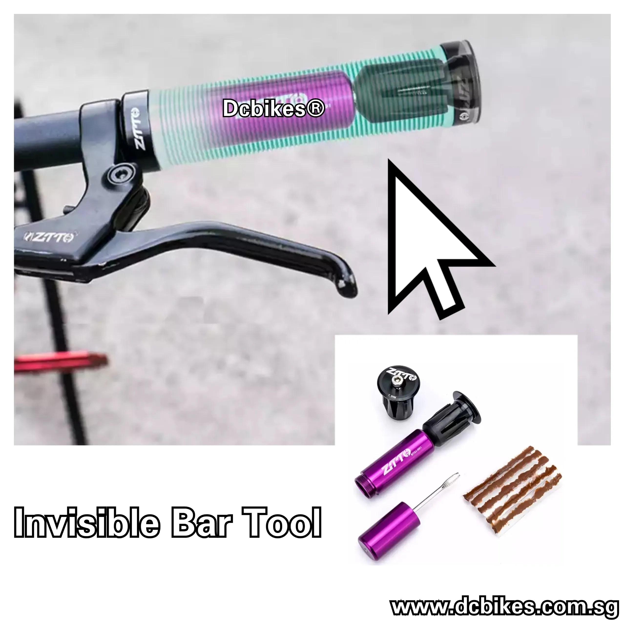 Invisible Purple Stealth Handlebar Emergency Tubeless Tyre Puncture Plug/Chain Breaker Repair Kit