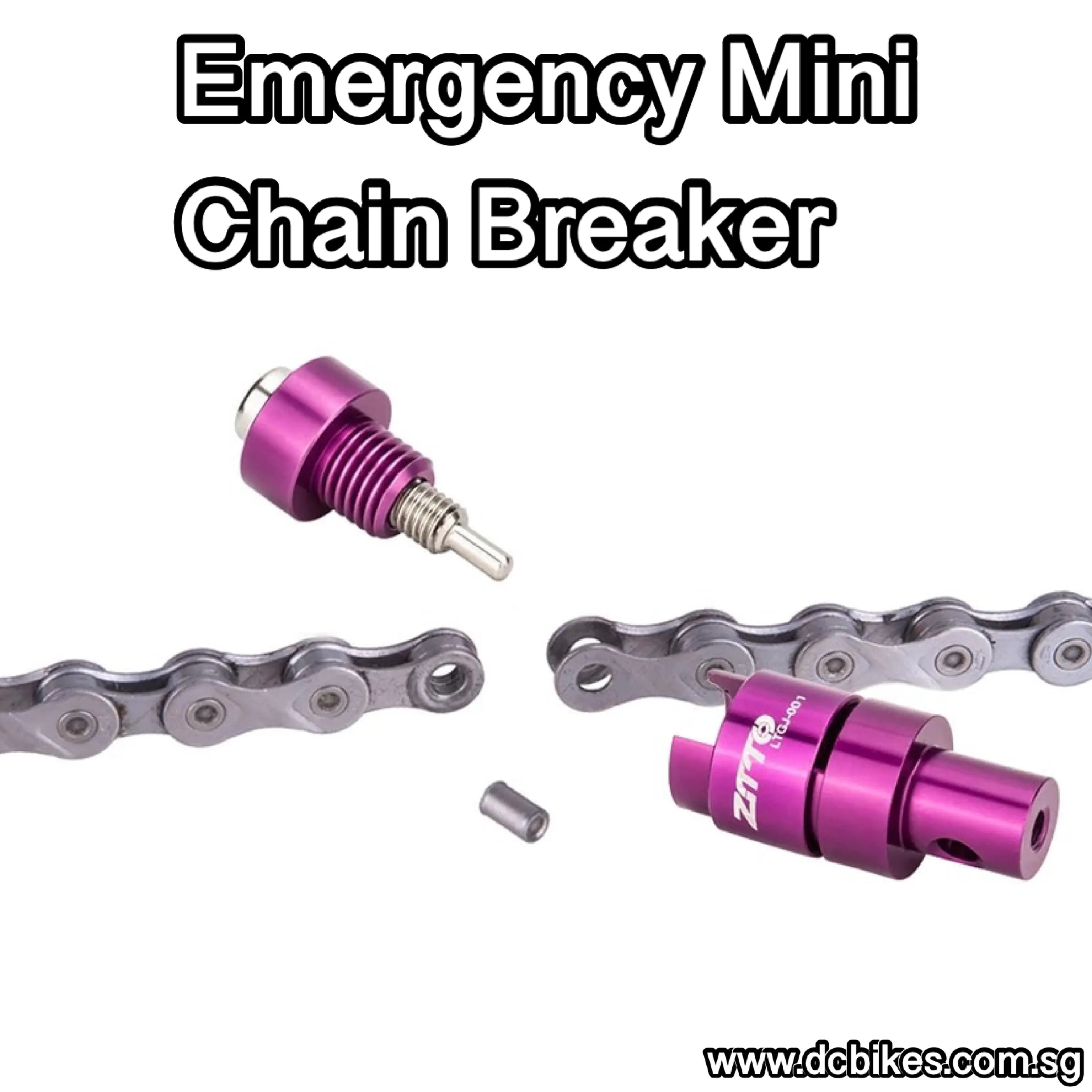 Invisible Purple Stealth Handlebar Emergency Tubeless Tyre Puncture Plug/Chain Breaker Repair Kit