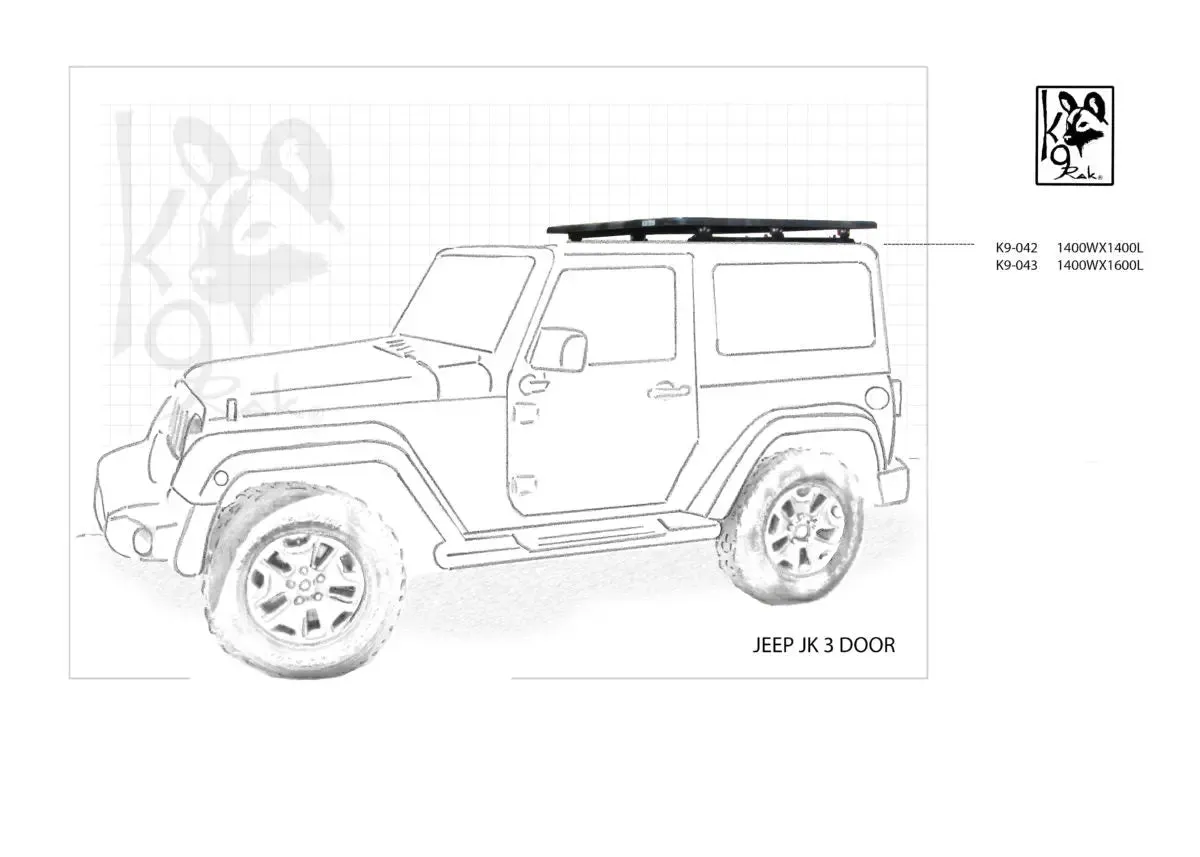 JK 3 Door K9 Roof Racks Expedition Quality