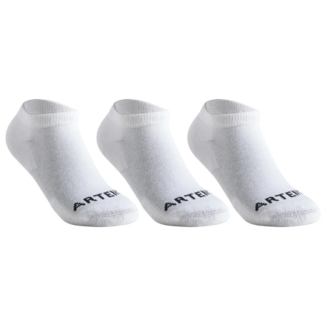 Kids' Low-Cut Racket Sports Socks RS100 Tri-Pack - White