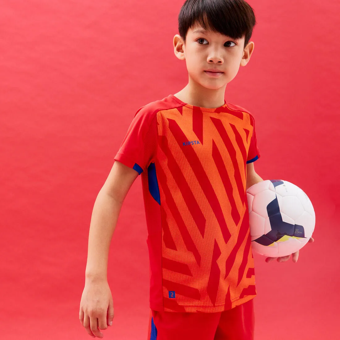 Kids' Short-Sleeved Football Shirt Viralto Solo - Jungle Red &