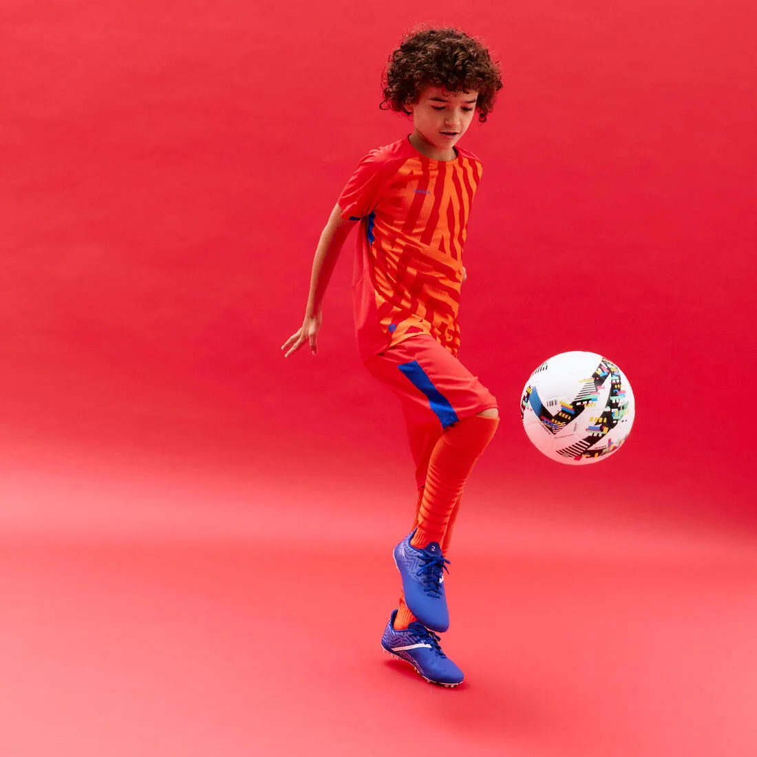 Kids' Short-Sleeved Football Shirt Viralto Solo - Jungle Red &