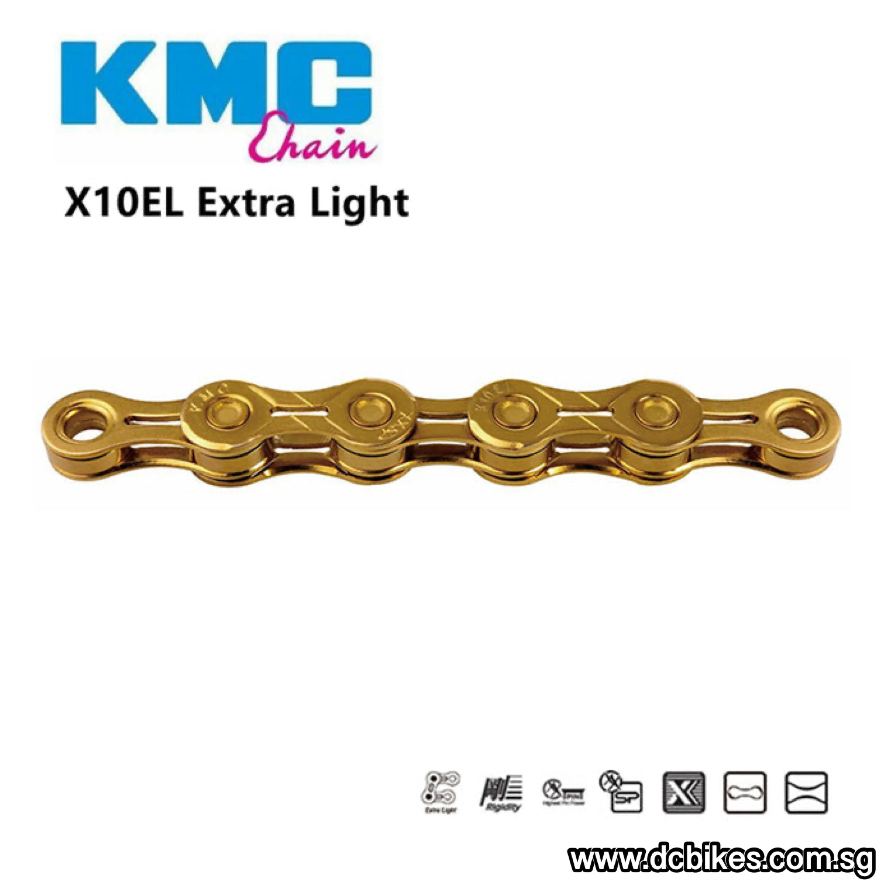 KMC 10 Speed X10 El Extra Light Gold/Silver Chain 114   Missing Links