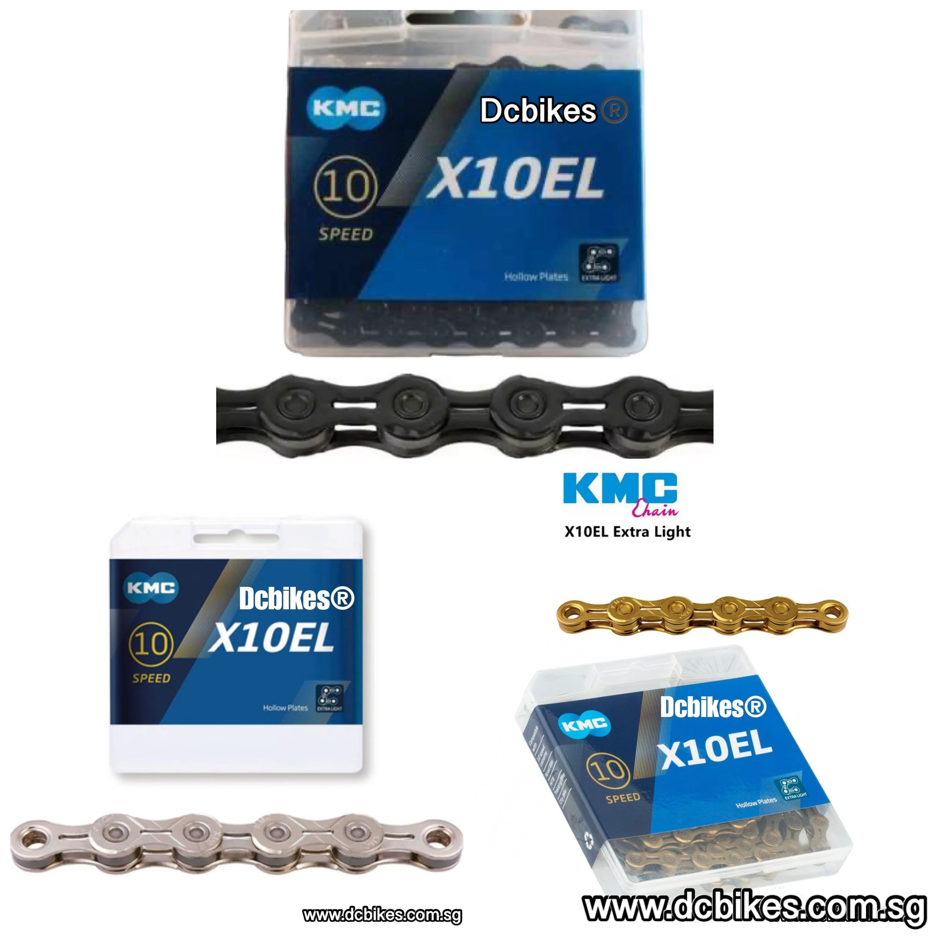 KMC 10 Speed X10 El Extra Light Gold/Silver Chain 114   Missing Links