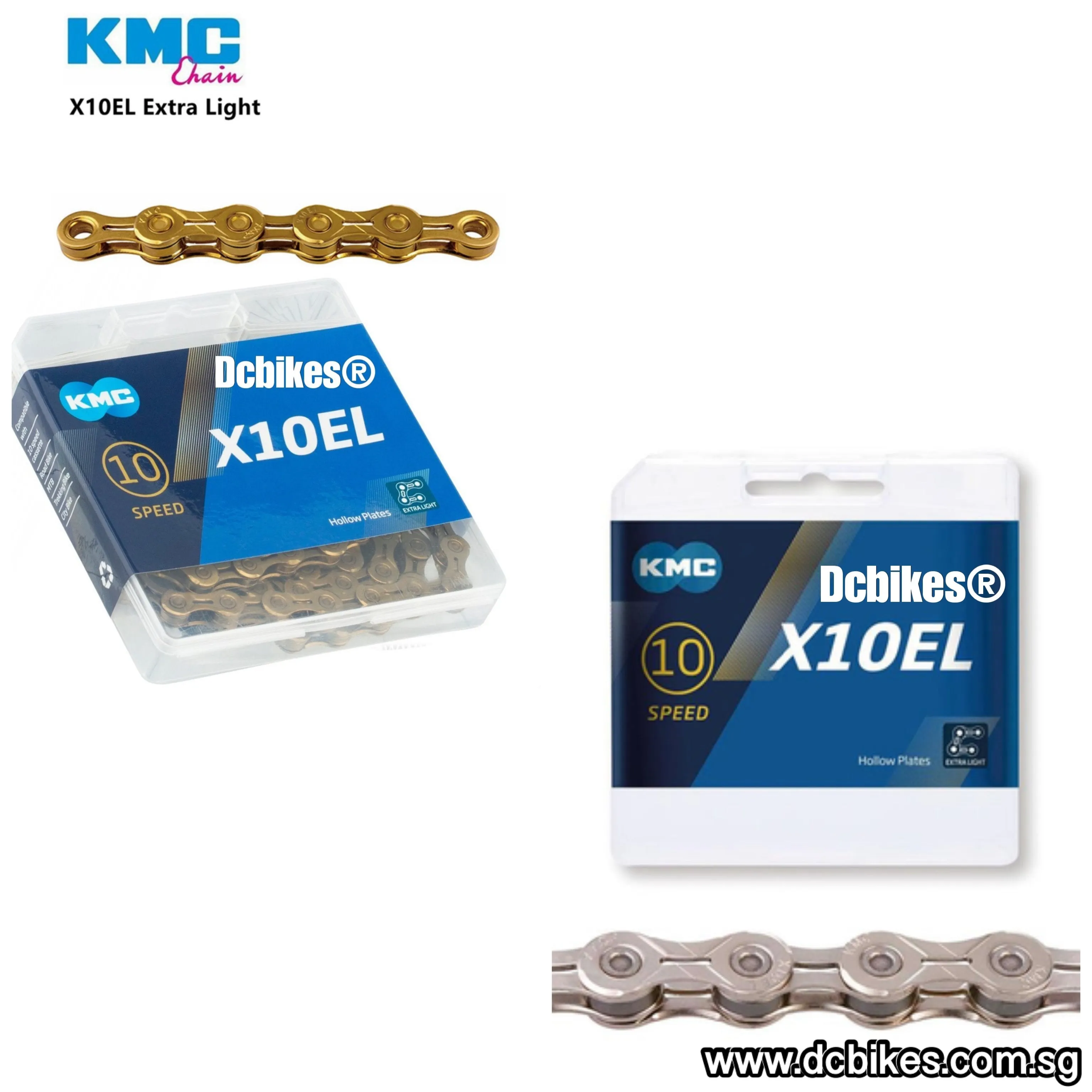 KMC 10 Speed X10 El Extra Light Gold/Silver Chain 114   Missing Links