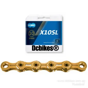Kmc 10 Speed X10 SL MTB Road Super Light Gold | Silver Chain 114   Missing Link