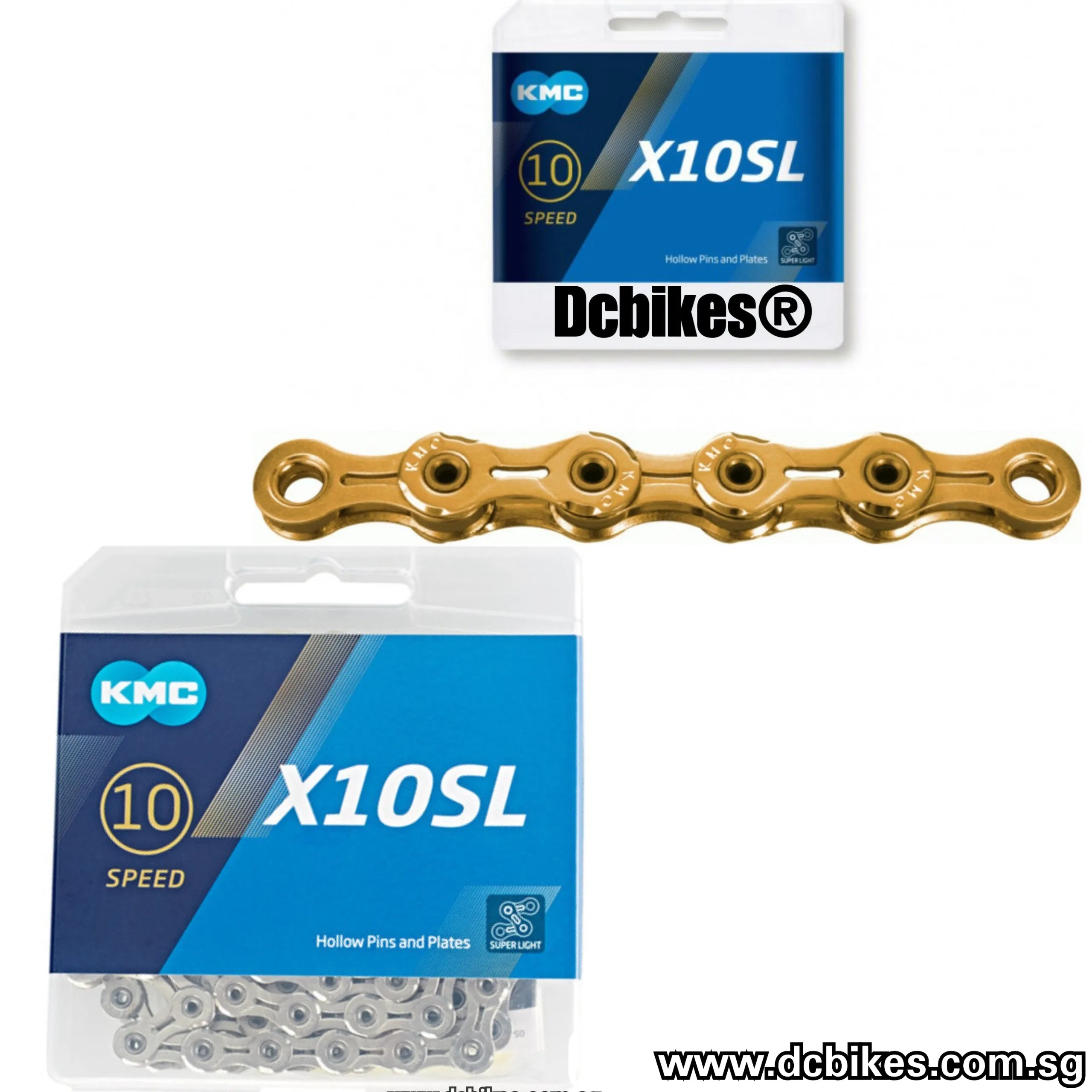 Kmc 10 Speed X10 SL MTB Road Super Light Gold | Silver Chain 114   Missing Link