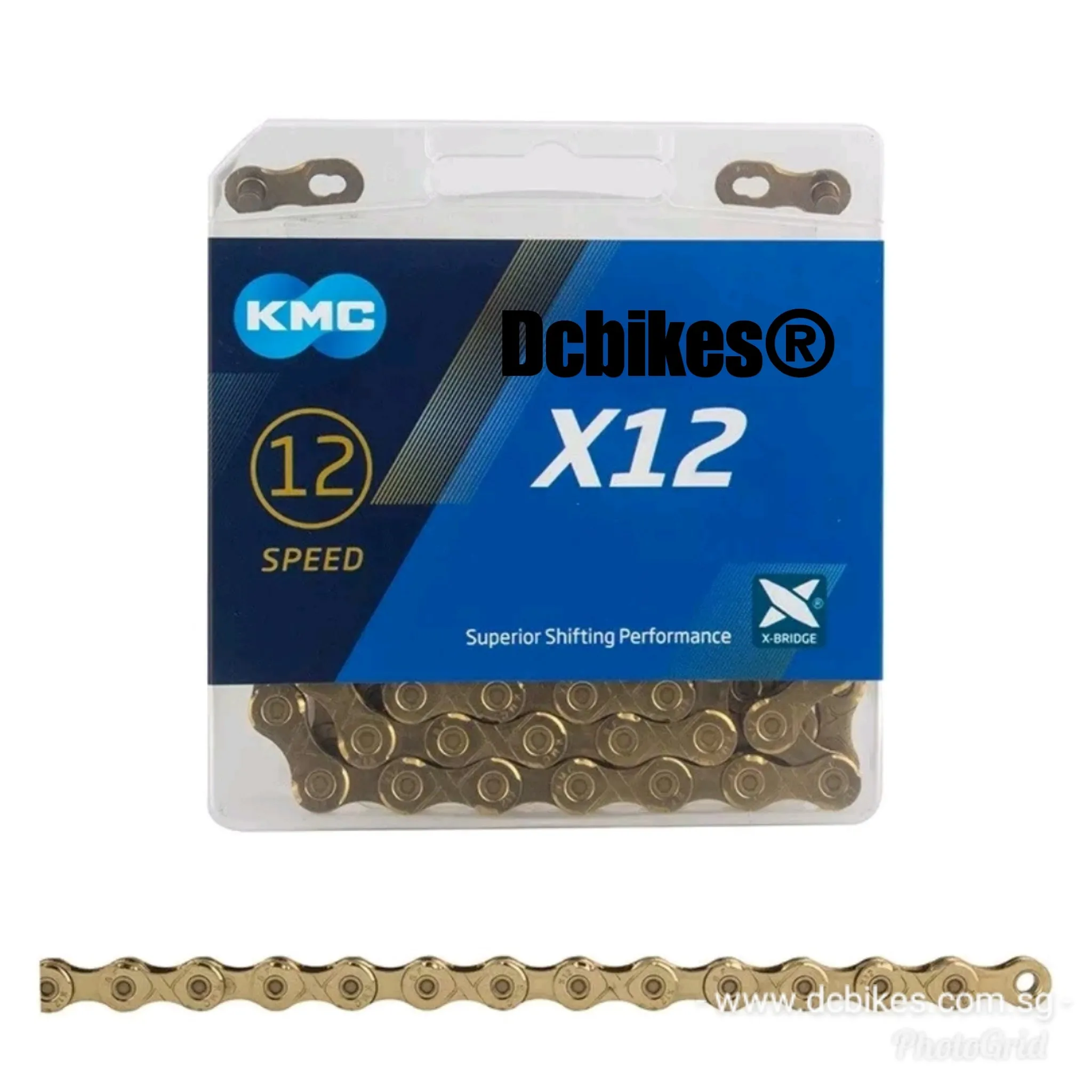 KMC 12 Speed X12 X-Bridge MTB Black Gold Chain   126 Links