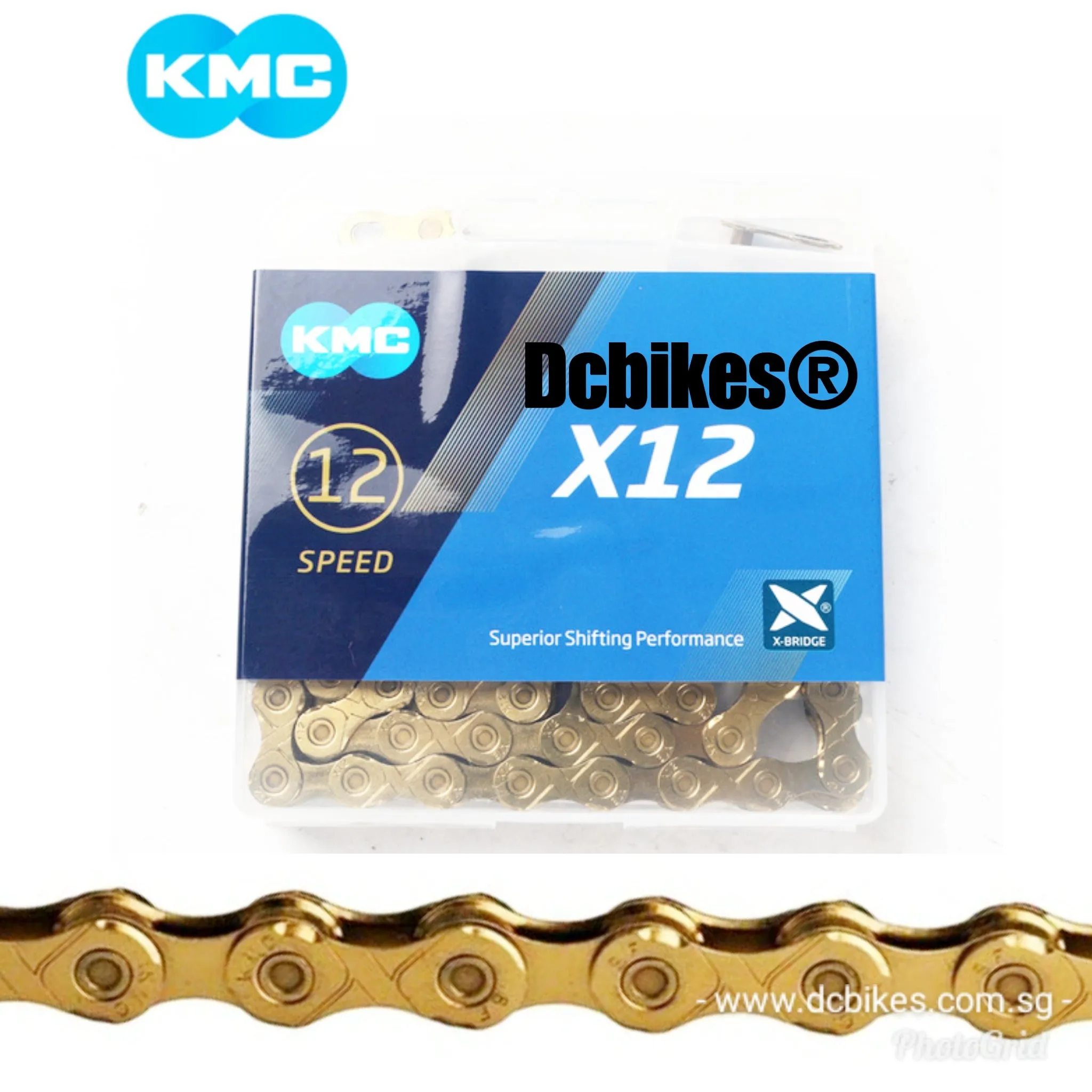 KMC 12 Speed X12 X-Bridge MTB Black Gold Chain   126 Links