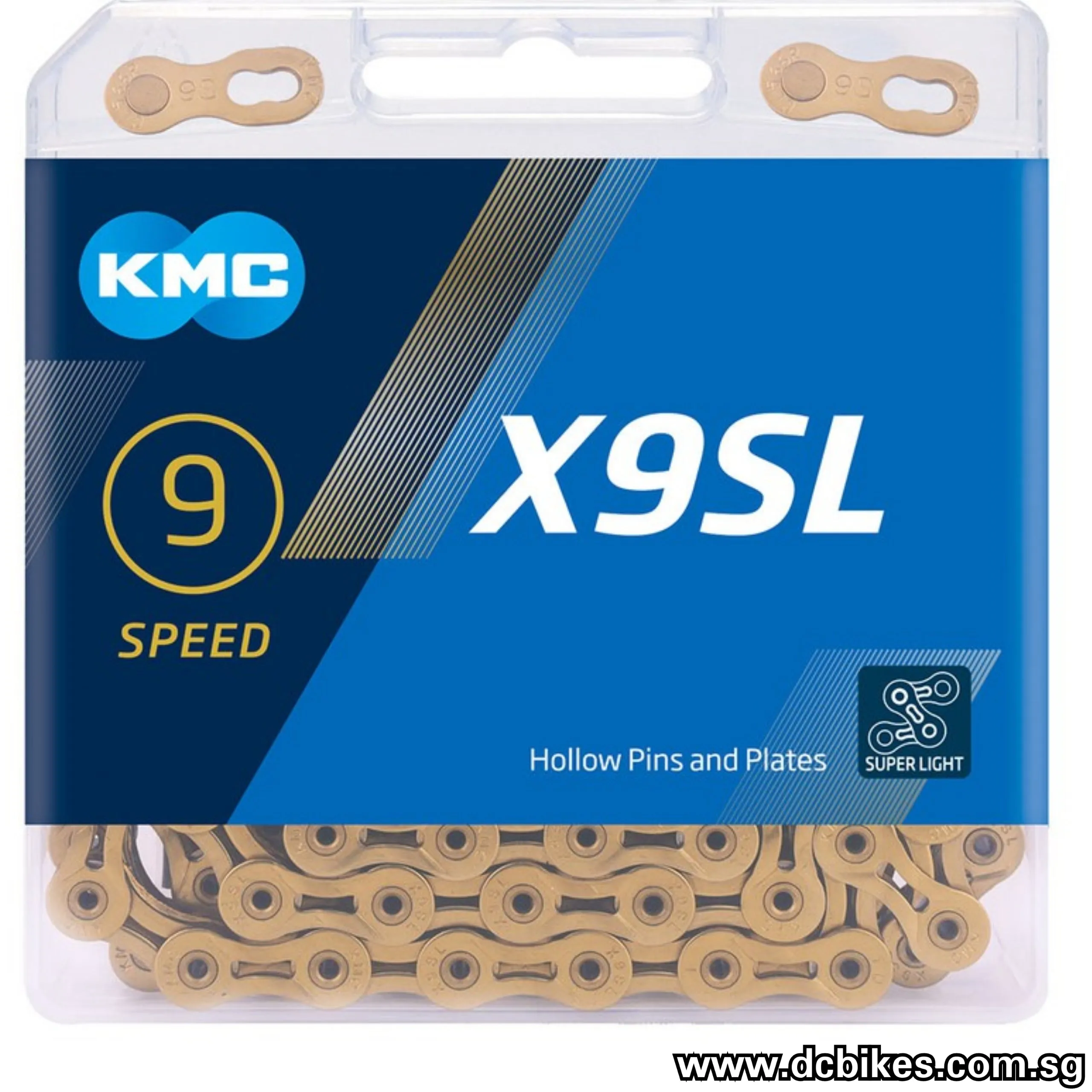 KMC X9 SL 9 Speed Road MTB Super Light Gold/Silver Chain