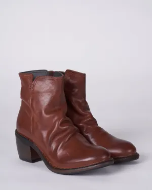 leather upper boot - side zip - low heel - cusna copper