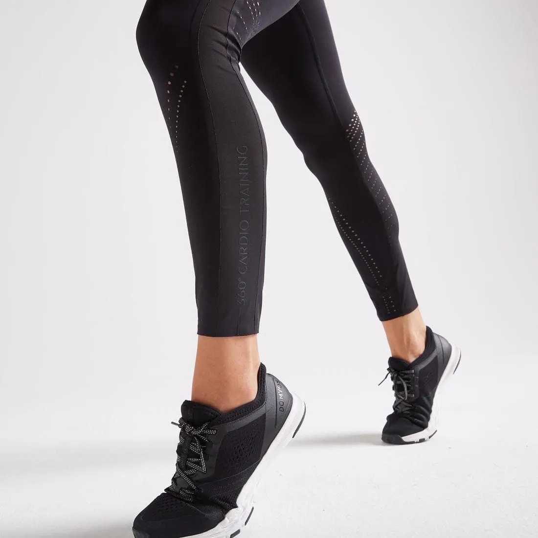 Legging taille haute gainant Fitness Cardio Noir