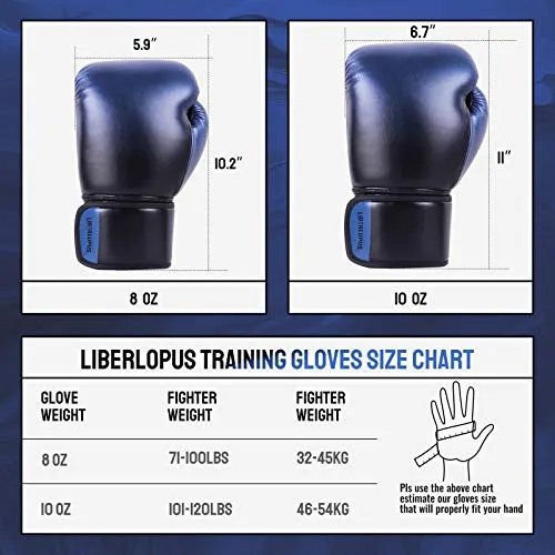 Liberlupus Youth Boxing Gloves for 10-18, Teens Boxing Gloves with Gradients, 2 Sizes, Teenagers Junior Kids Boxing Gloves for Punching Bag, Kickboxing, Muay Thai, MMA (Black Blue, 8 oz)