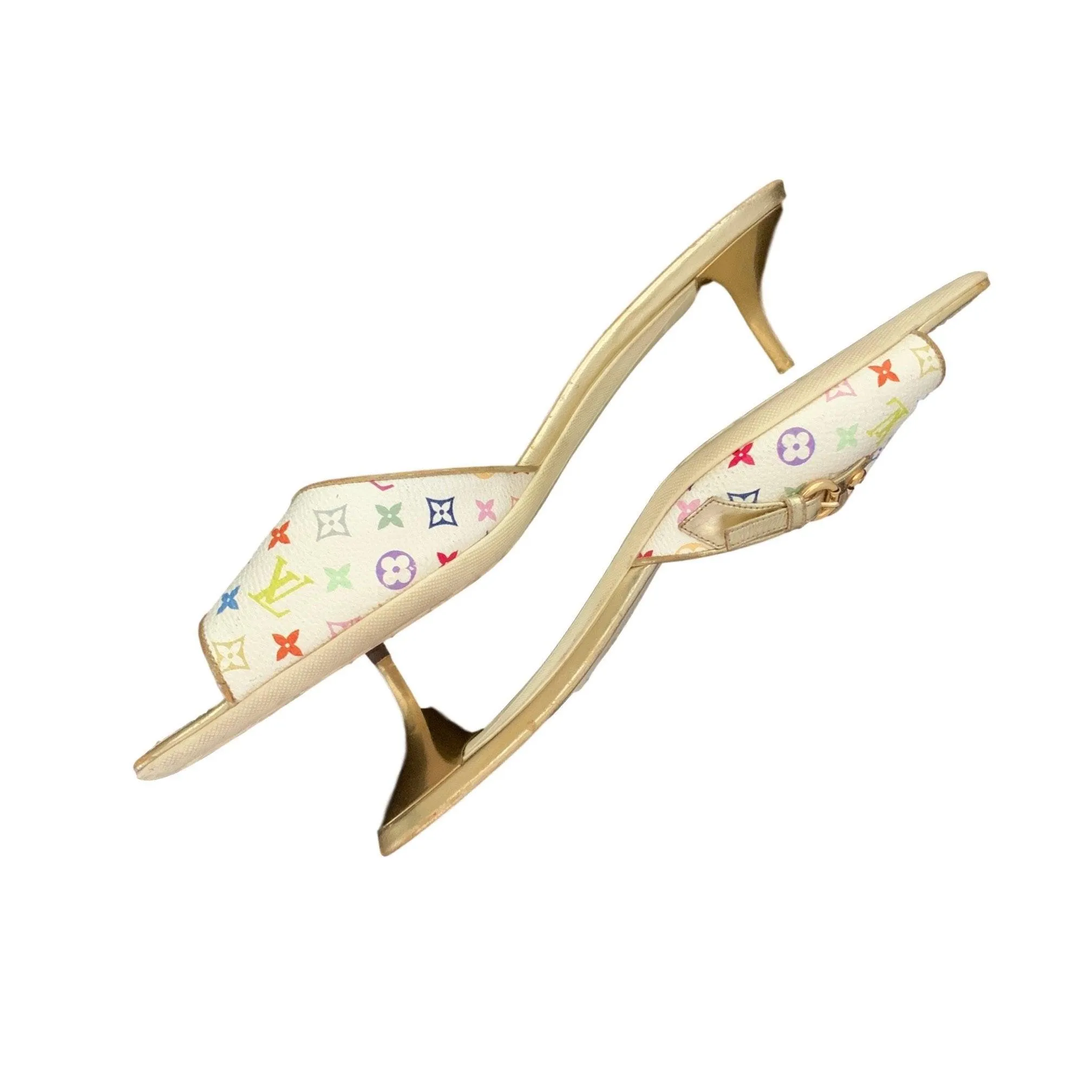 Louis Vuitton Multicolor Logo Kitten Heels