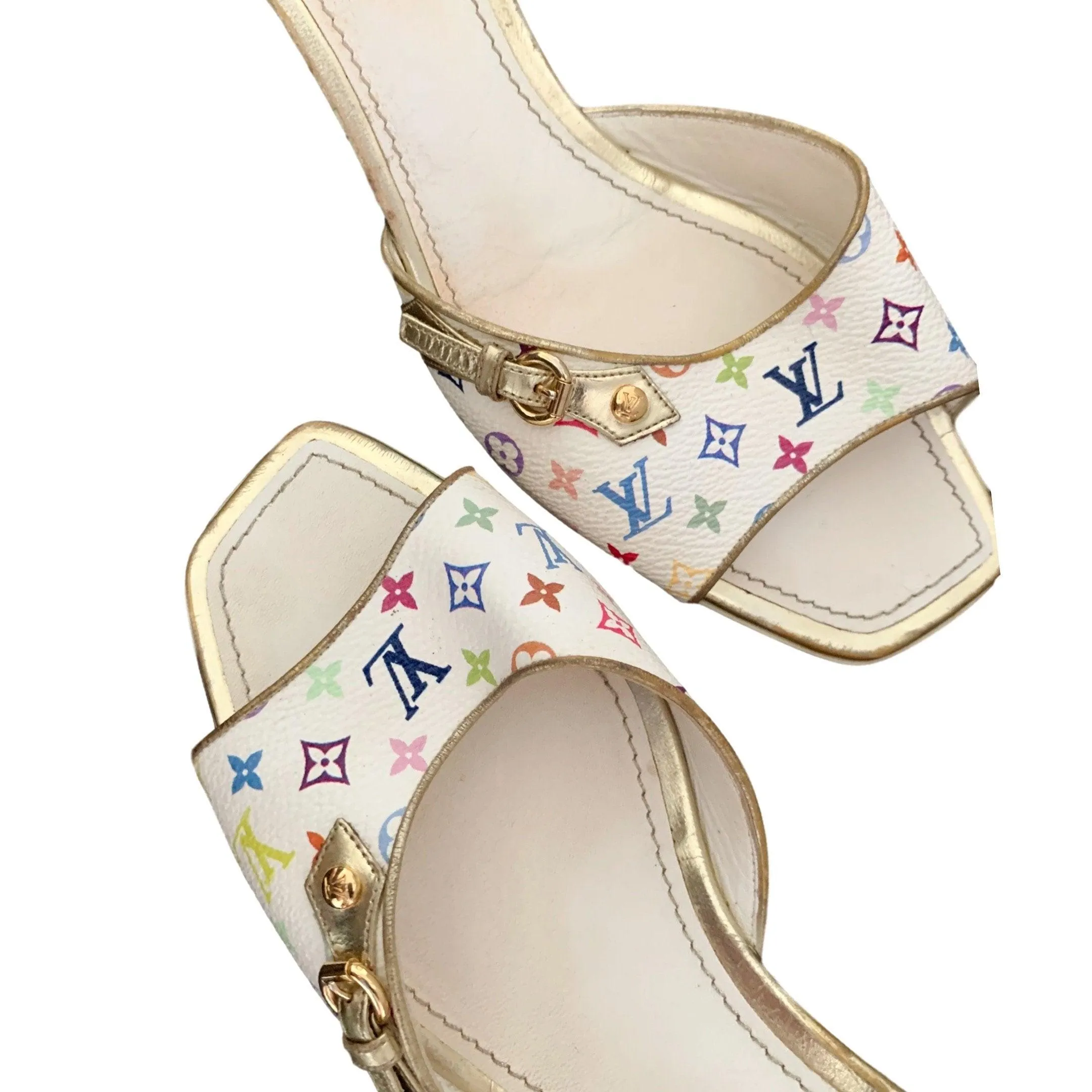Louis Vuitton Multicolor Logo Kitten Heels