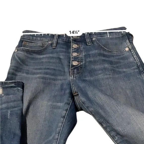 Madewell Slim Straight Jeans: Distressed‎ Button-Front Edition in Wellmoor Sz 27