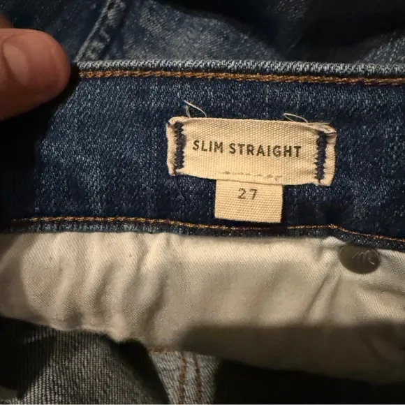 Madewell Slim Straight Jeans: Distressed‎ Button-Front Edition in Wellmoor Sz 27