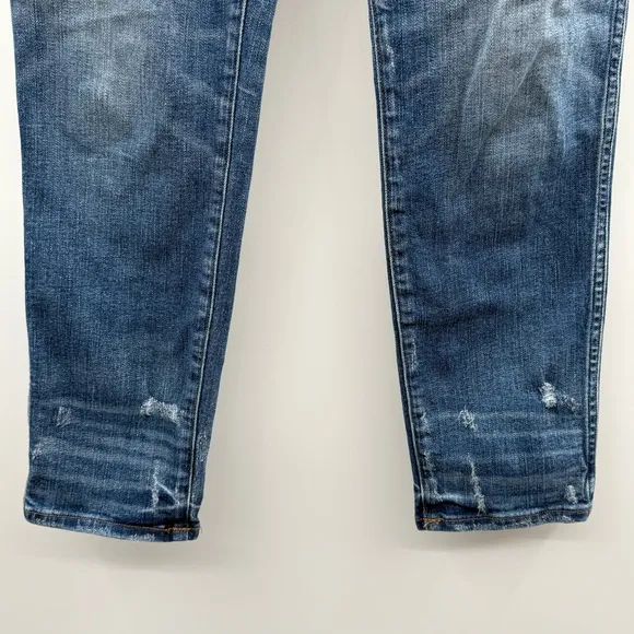 Madewell Slim Straight Jeans: Distressed‎ Button-Front Edition in Wellmoor Sz 27