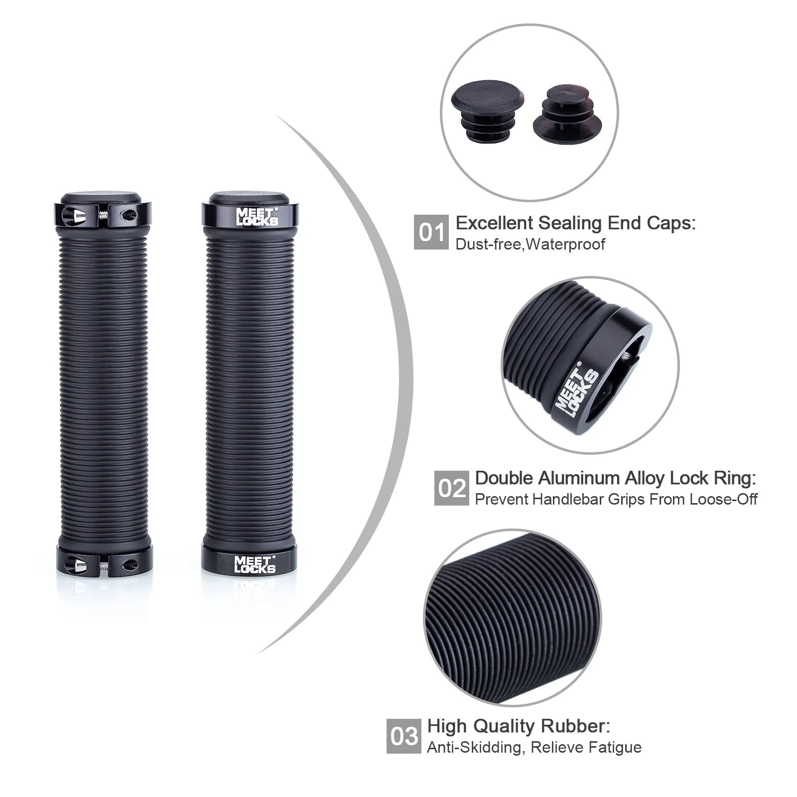 MEETLOCKS Bike Handlebar Grips Double Lock-on for MTB,BMX