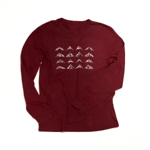 Men's 16 Mountains Upcycled Long Sleeve Shirt in Maroon (Large)