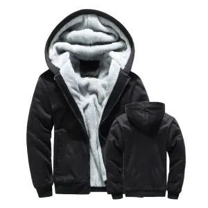Men's Winter Thick Fleece Zipper Hooded Jacket - Casual Sportswear Outerwear