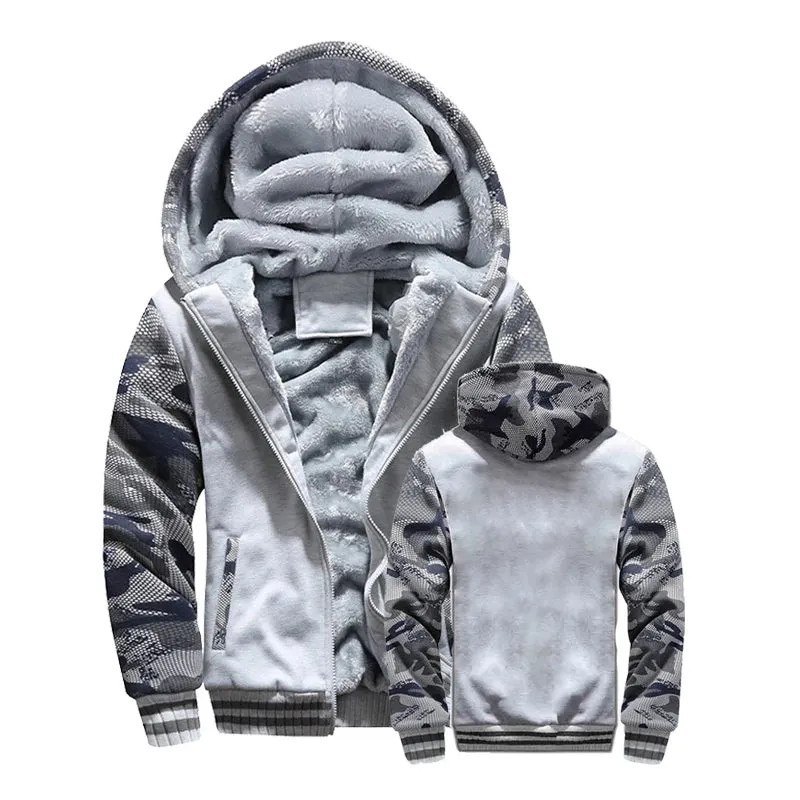 Men's Winter Thick Fleece Zipper Hooded Jacket - Casual Sportswear Outerwear